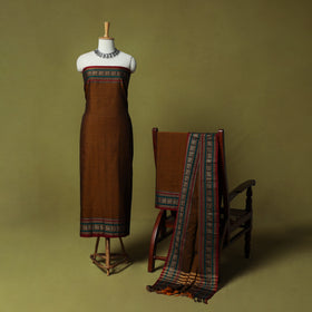 Dharwad Cotton 3pc Unstitched Dress Material Suit Set with Woven Border 62