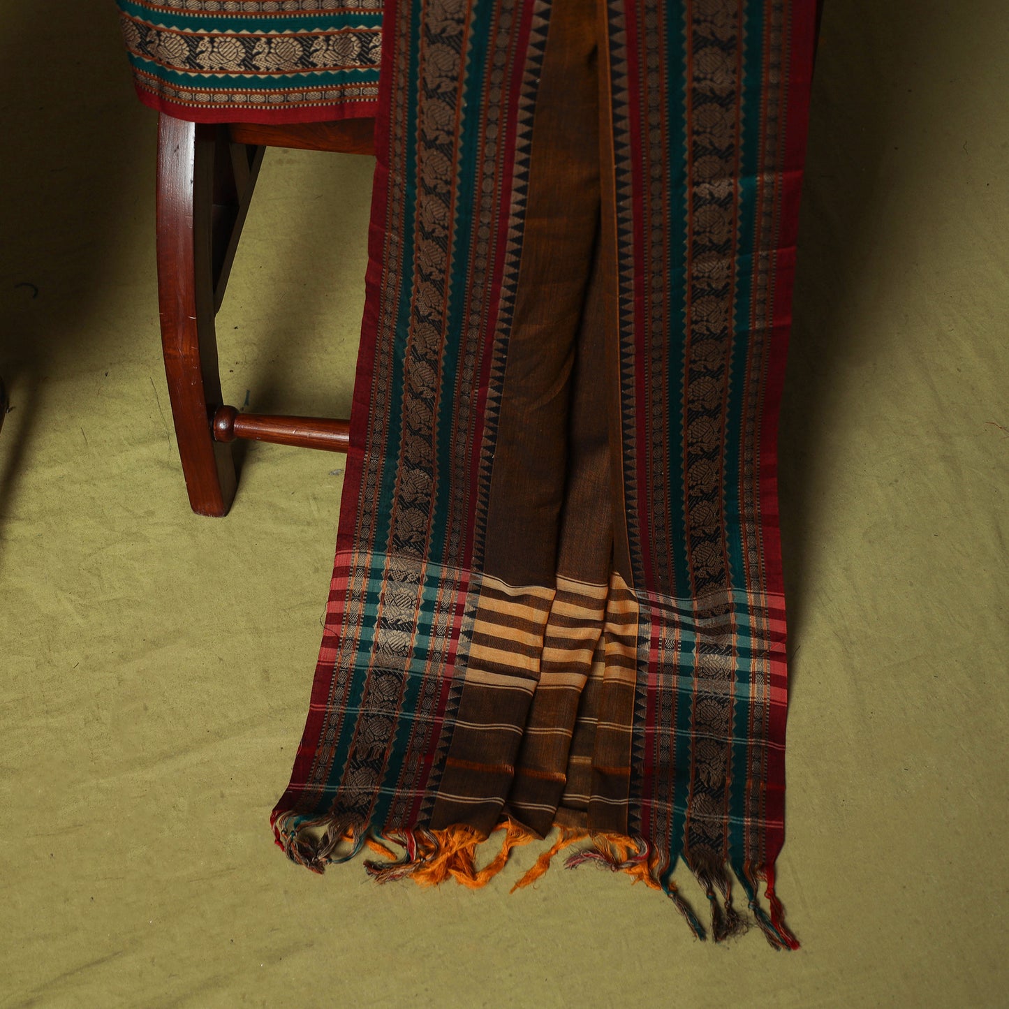 Dharwad Cotton 3pc Unstitched Dress Material Suit Set with Woven Border 62