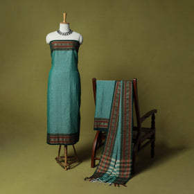 Dharwad Cotton 3pc Unstitched Dress Material Suit Set with Woven Border 63