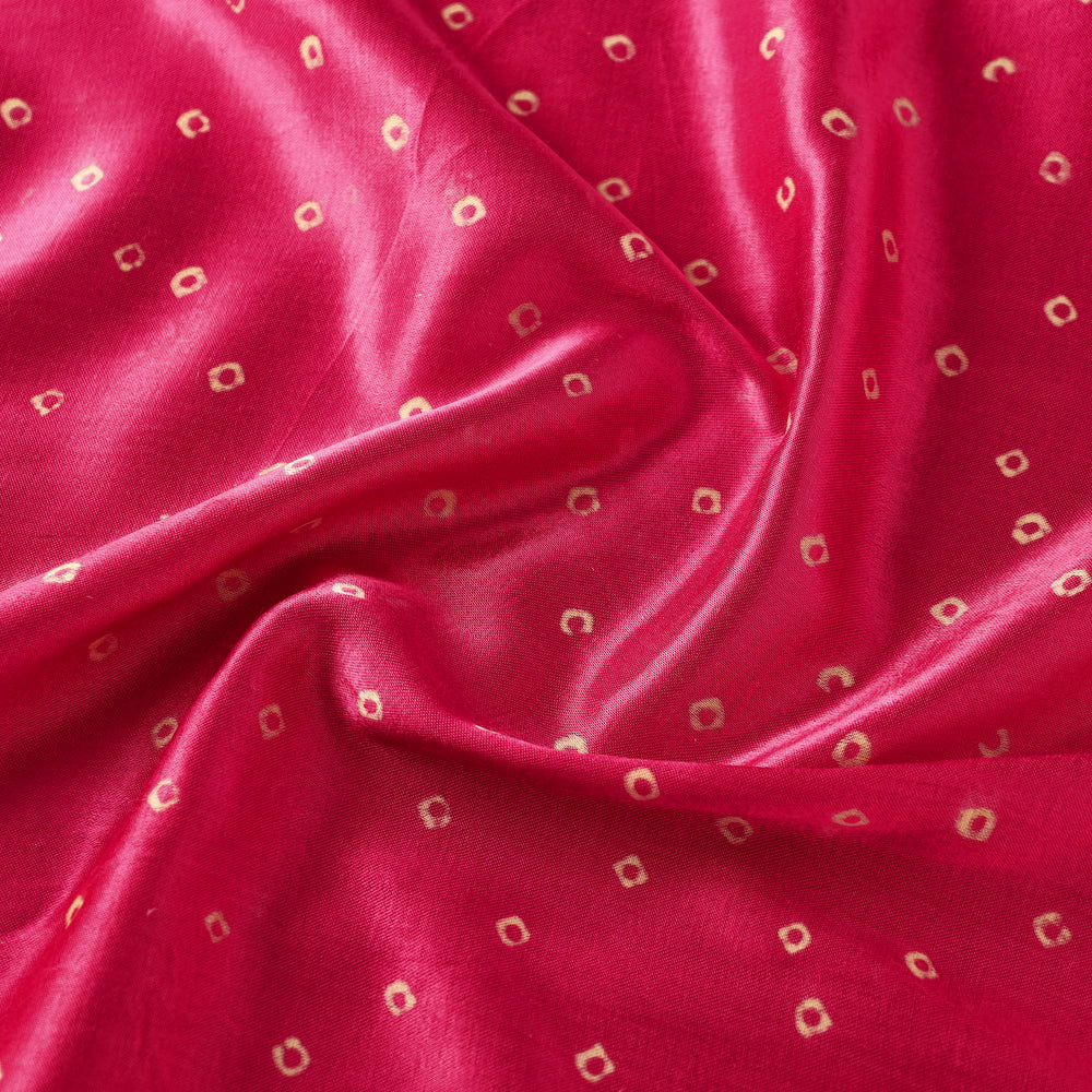 Pink - Mashru Silk Kutch Hand Block Printed Fabric 34