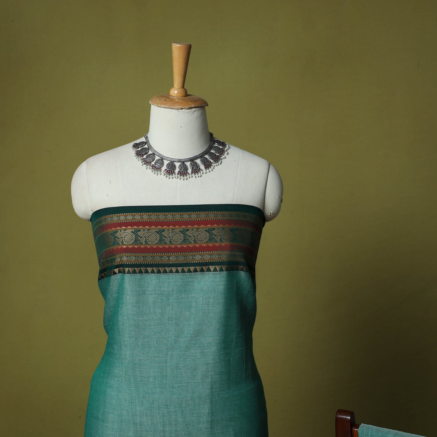 Dharwad Cotton 3pc Unstitched Dress Material Suit Set with Woven Border 63