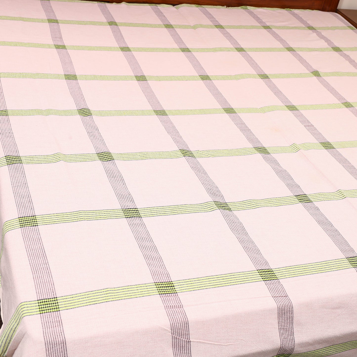 Pink - Plain Cotton Double Handloom Bed Cover (98 x 90 in) 17