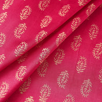 Pink - Mashru Silk Kutch Hand Block Printed Fabric 35