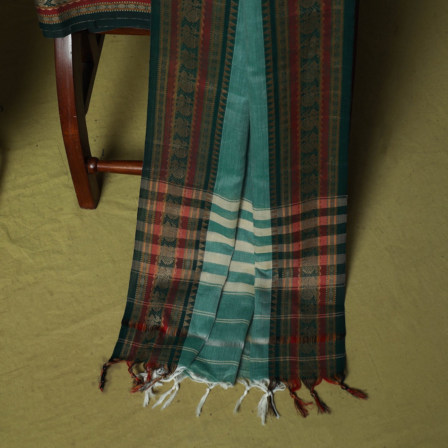 Dharwad Cotton 3pc Unstitched Dress Material Suit Set with Woven Border 63
