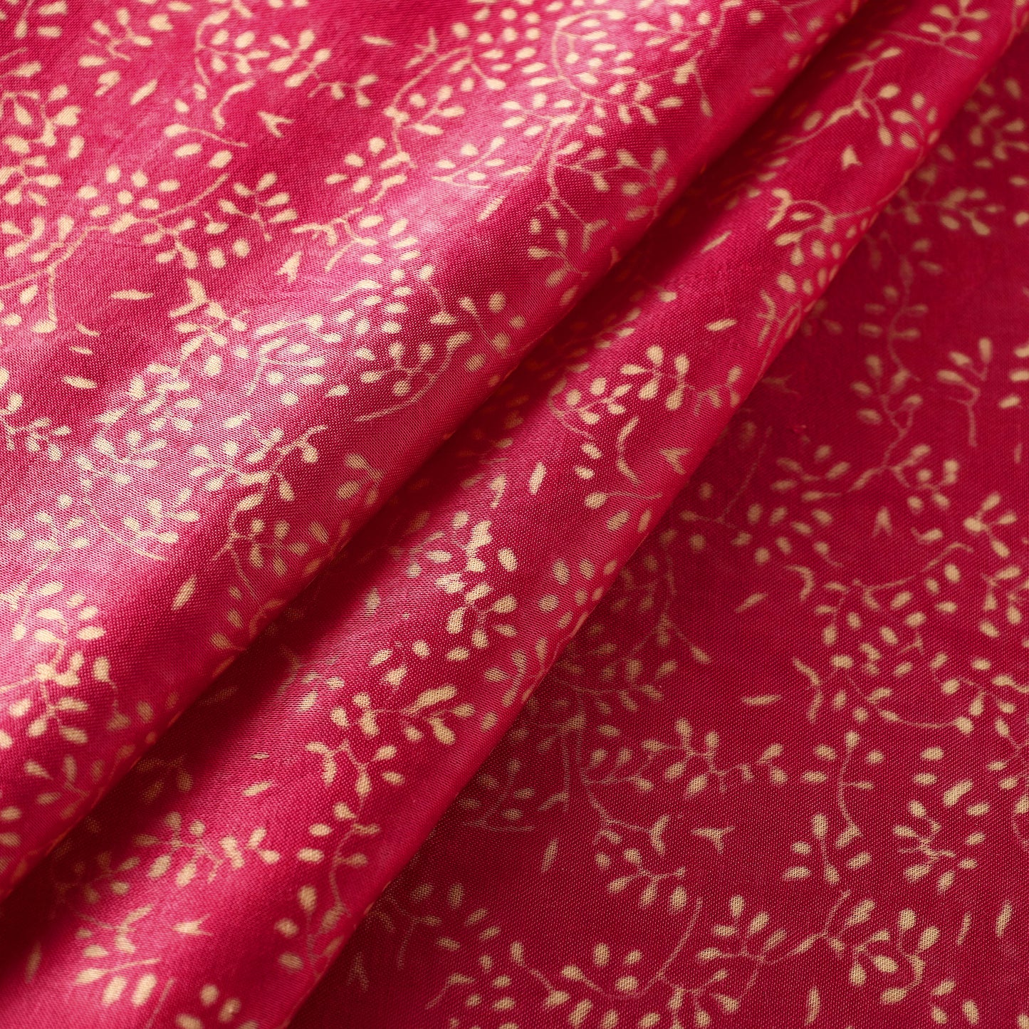 Pink - Mashru Silk Kutch Hand Block Printed Fabric 36