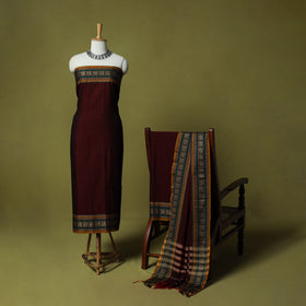 Dharwad Cotton 3pc Unstitched Dress Material Suit Set with Woven Border 64