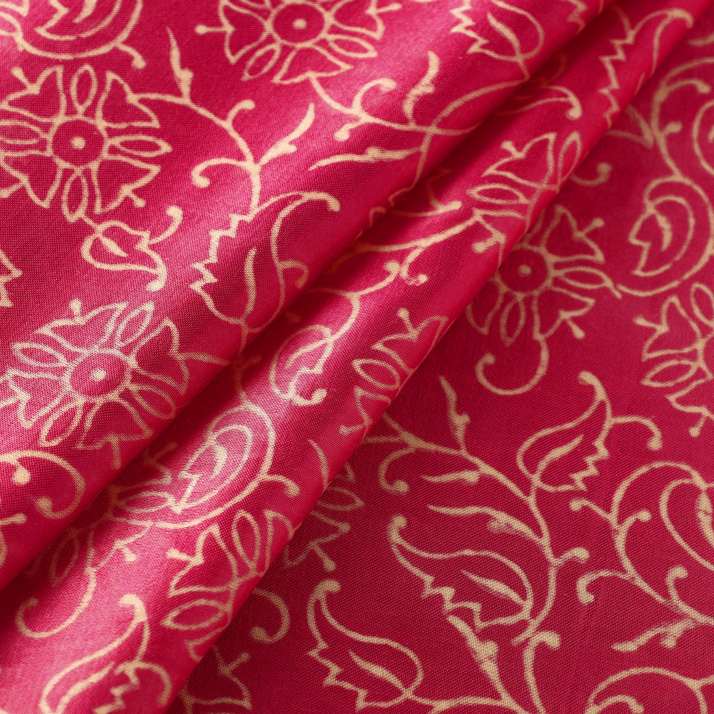 Pink - Mashru Silk Kutch Hand Block Printed Fabric 37