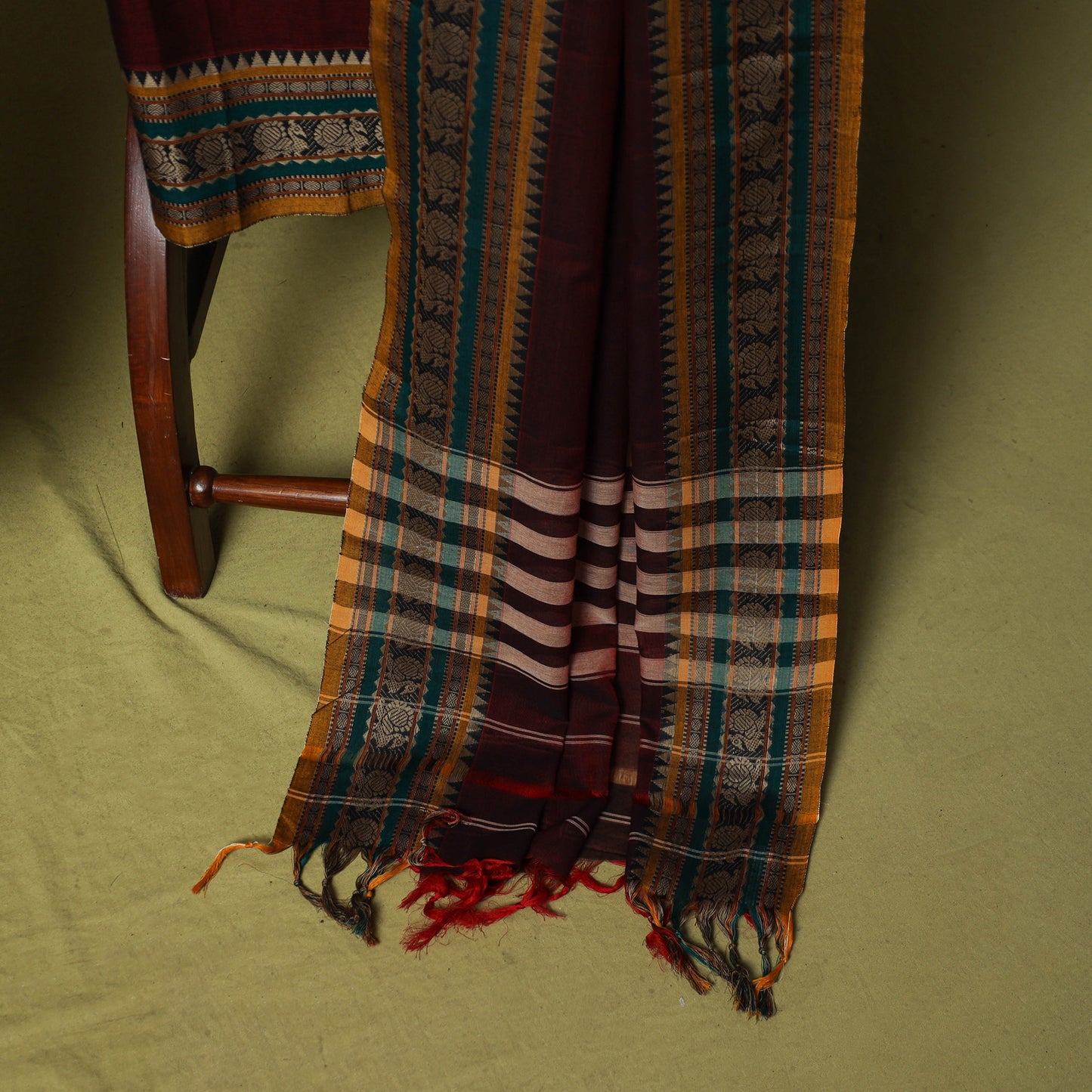 Dharwad Cotton 3pc Unstitched Dress Material Suit Set with Woven Border 64
