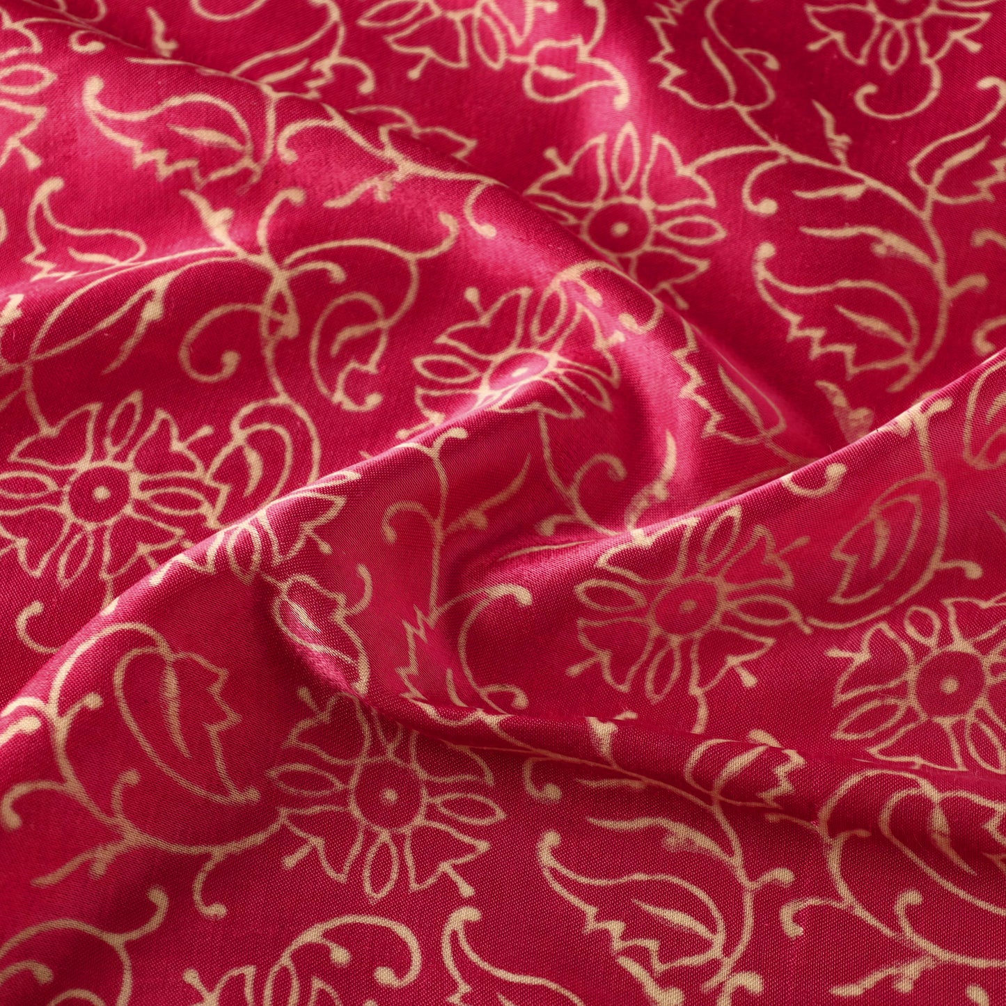 Pink - Mashru Silk Kutch Hand Block Printed Fabric 37