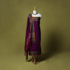 Dharwad Cotton 3pc Unstitched Dress Material Suit Set with Woven Border 65