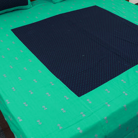 Green - patchwork cotton double jacquard bed sheet set 23