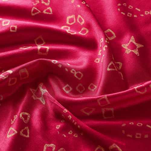 Pink - Mashru Silk Kutch Hand Block Printed Fabric 38