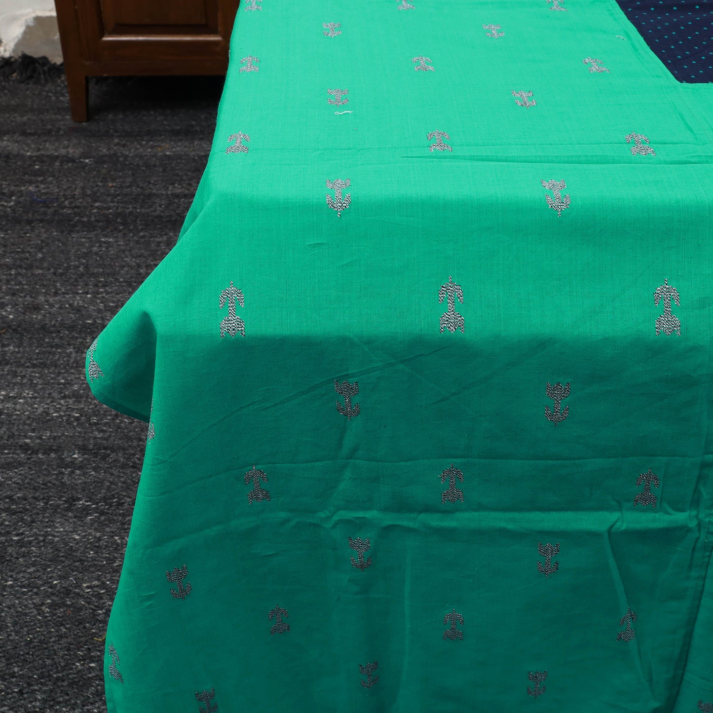 Green - patchwork cotton double jacquard bed sheet set 23