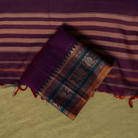Dharwad Cotton 3pc Unstitched Dress Material Suit Set with Woven Border 65