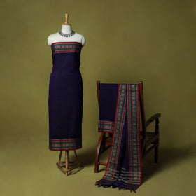 Dharwad Cotton 3pc Unstitched Dress Material Suit Set with Woven Border 66