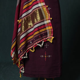Purple - Kutch Bhujodi Handloom Kala Cotton 3pc Unstitched Dress Material Suit Set 28