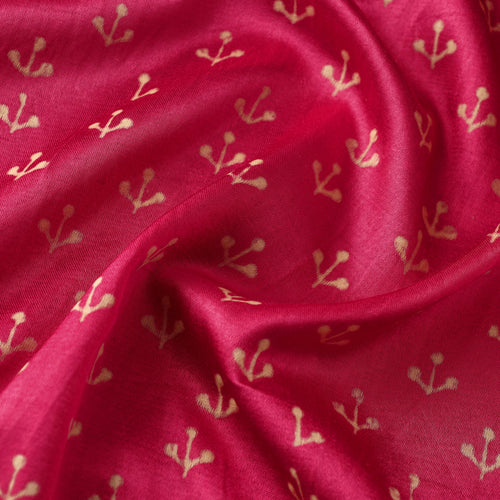 Pink - Mashru Silk Kutch Hand Block Printed Fabric 39