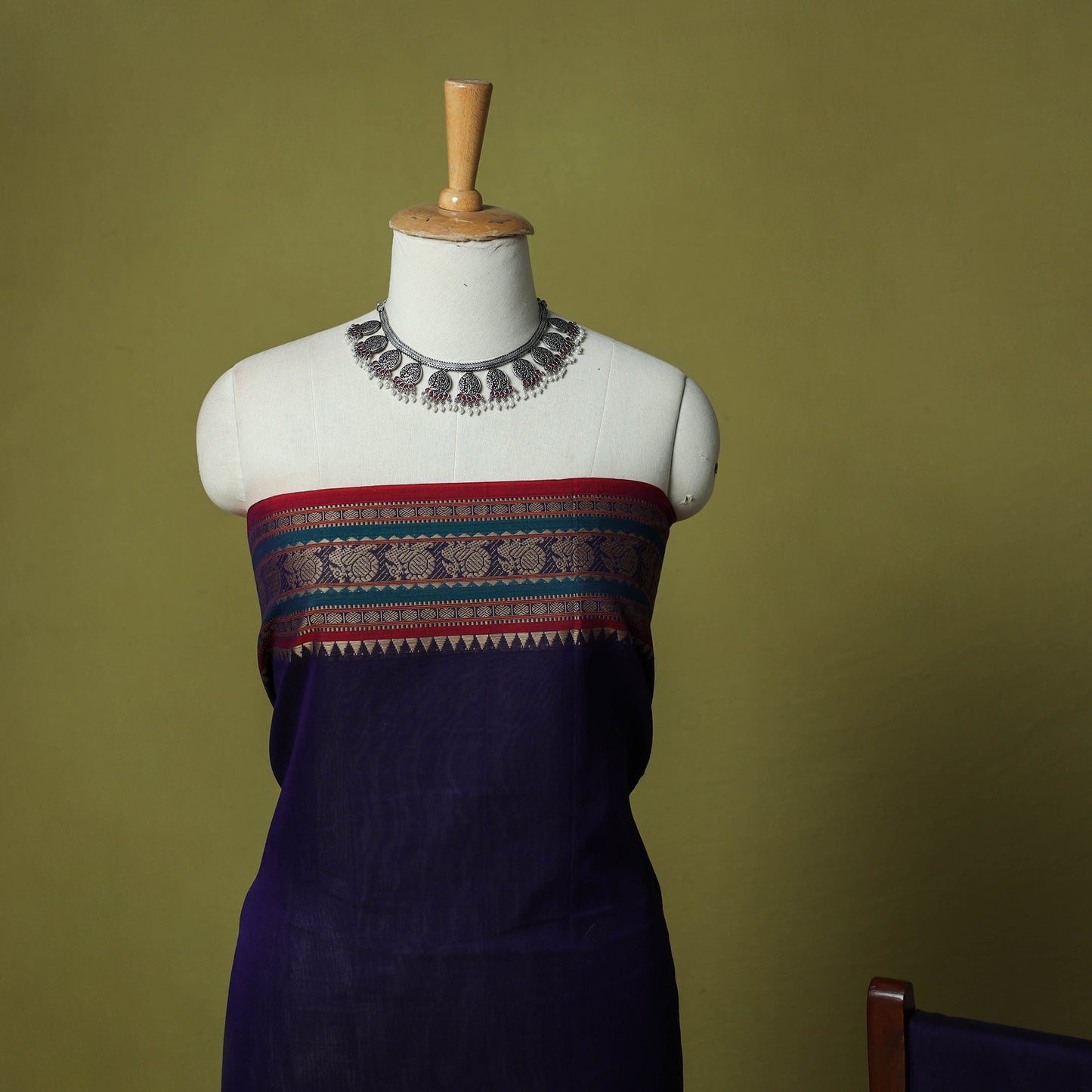 Dharwad Cotton 3pc Unstitched Dress Material Suit Set with Woven Border 66