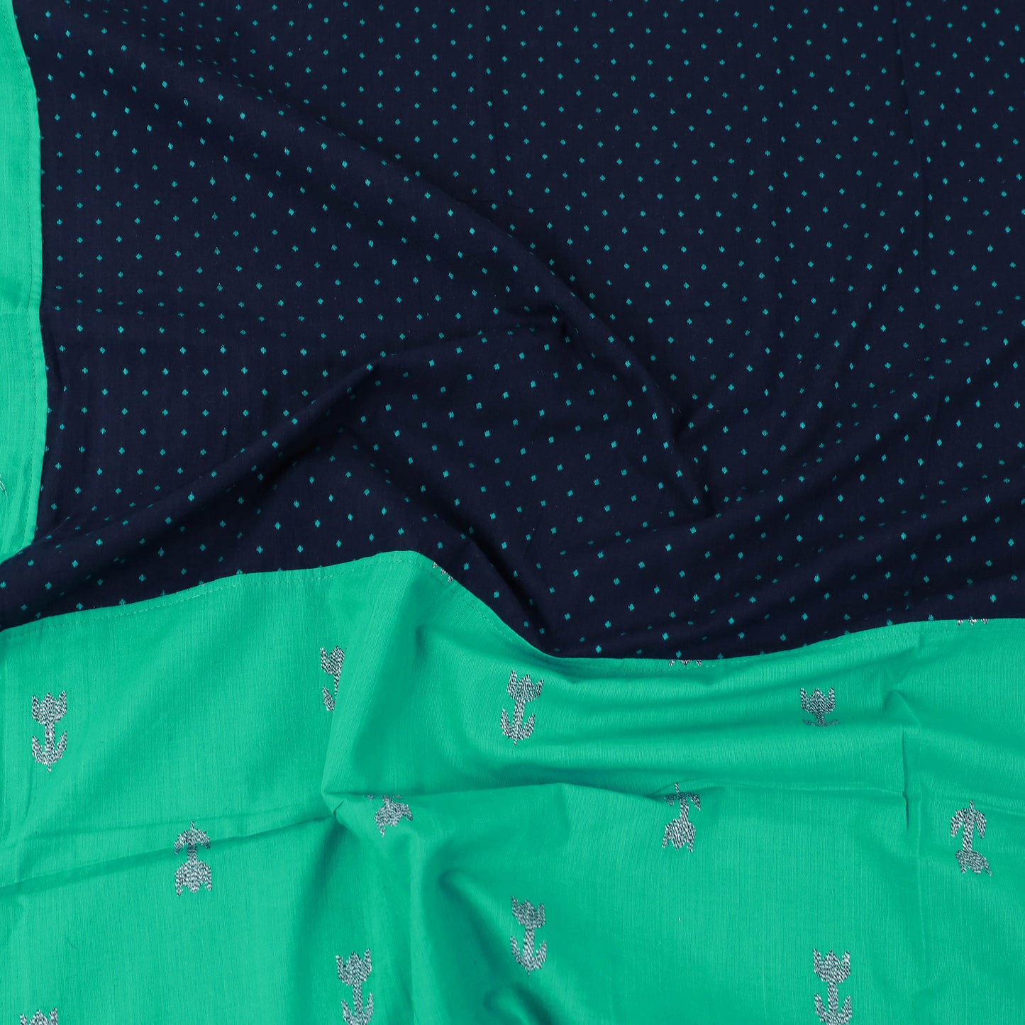 Green - patchwork cotton double jacquard bed sheet set 23