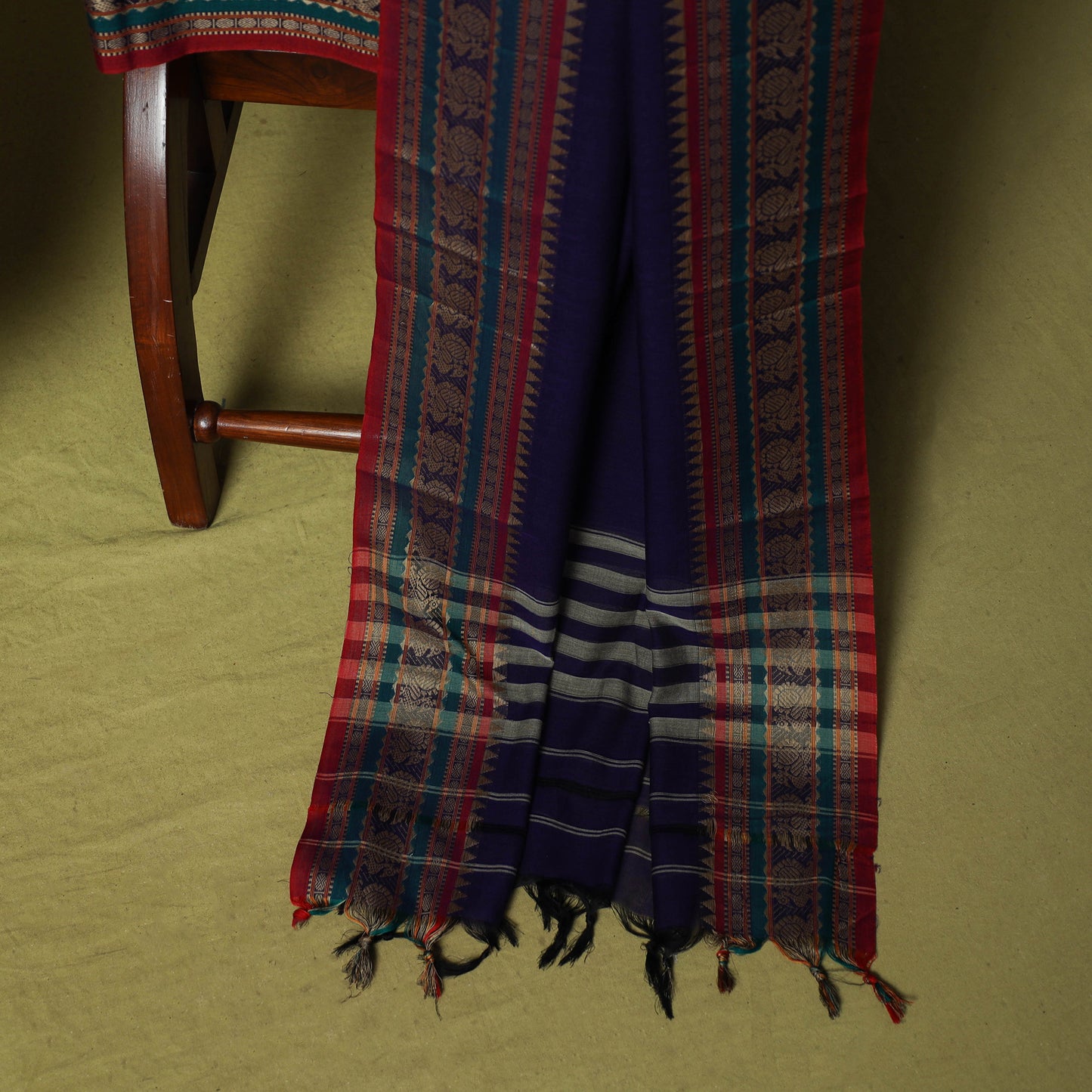 Dharwad Cotton 3pc Unstitched Dress Material Suit Set with Woven Border 66