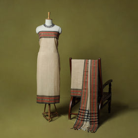 Dharwad Cotton 3pc Unstitched Dress Material Suit Set with Woven Border 67
