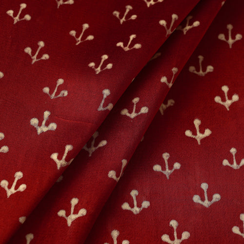 Red - Mashru Silk Kutch Hand Block Printed Fabric 43