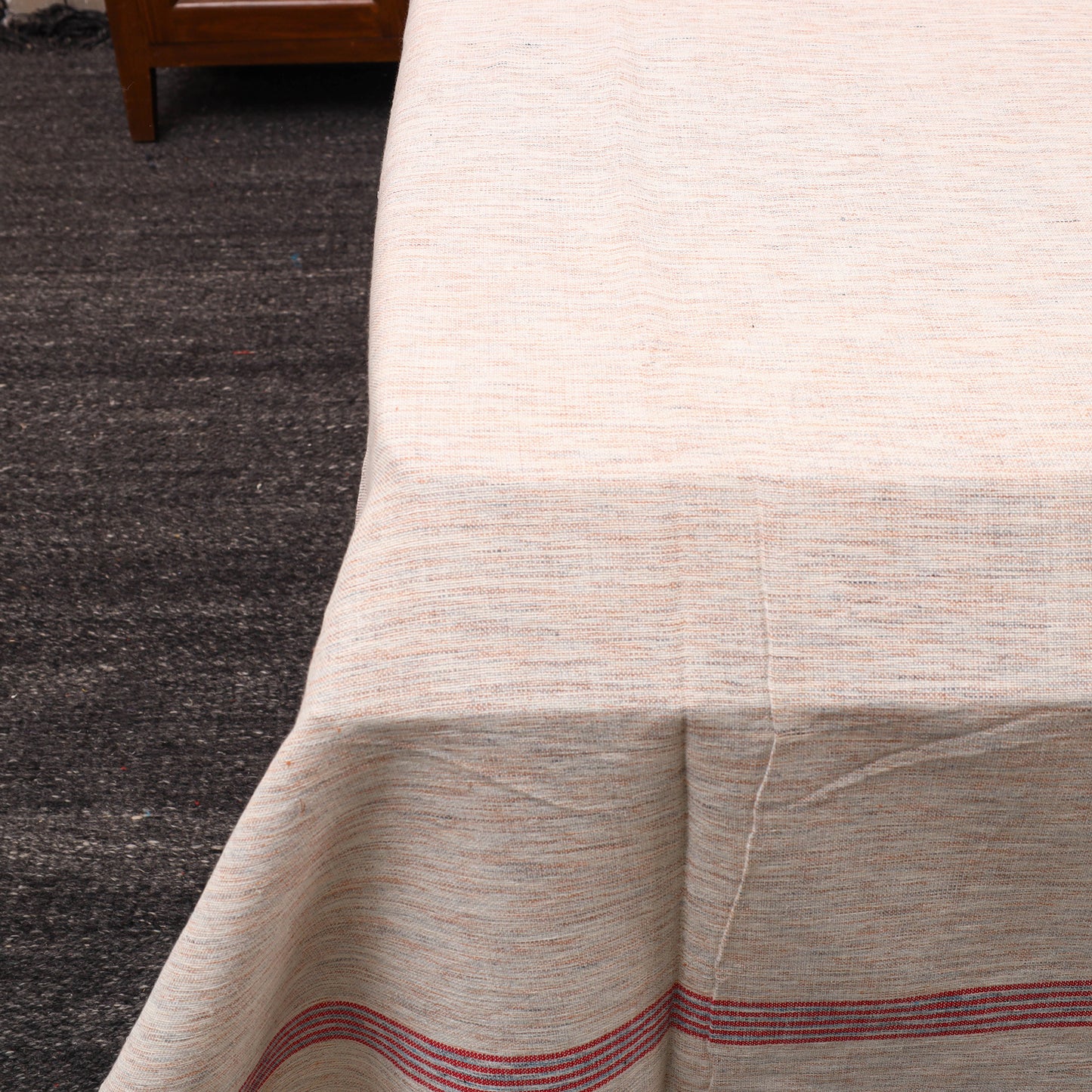 Beige - Plain Cotton Double Handloom Bed Cover (98 x 90 in) 22