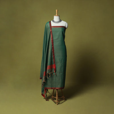 Dharwad Cotton 3pc Unstitched Dress Material Suit Set with Woven Zari Border 68