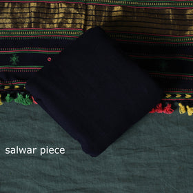 Blue - Kutch Bhujodi Handloom Kala Cotton 3pc Unstitched Dress Material Suit Set 30
