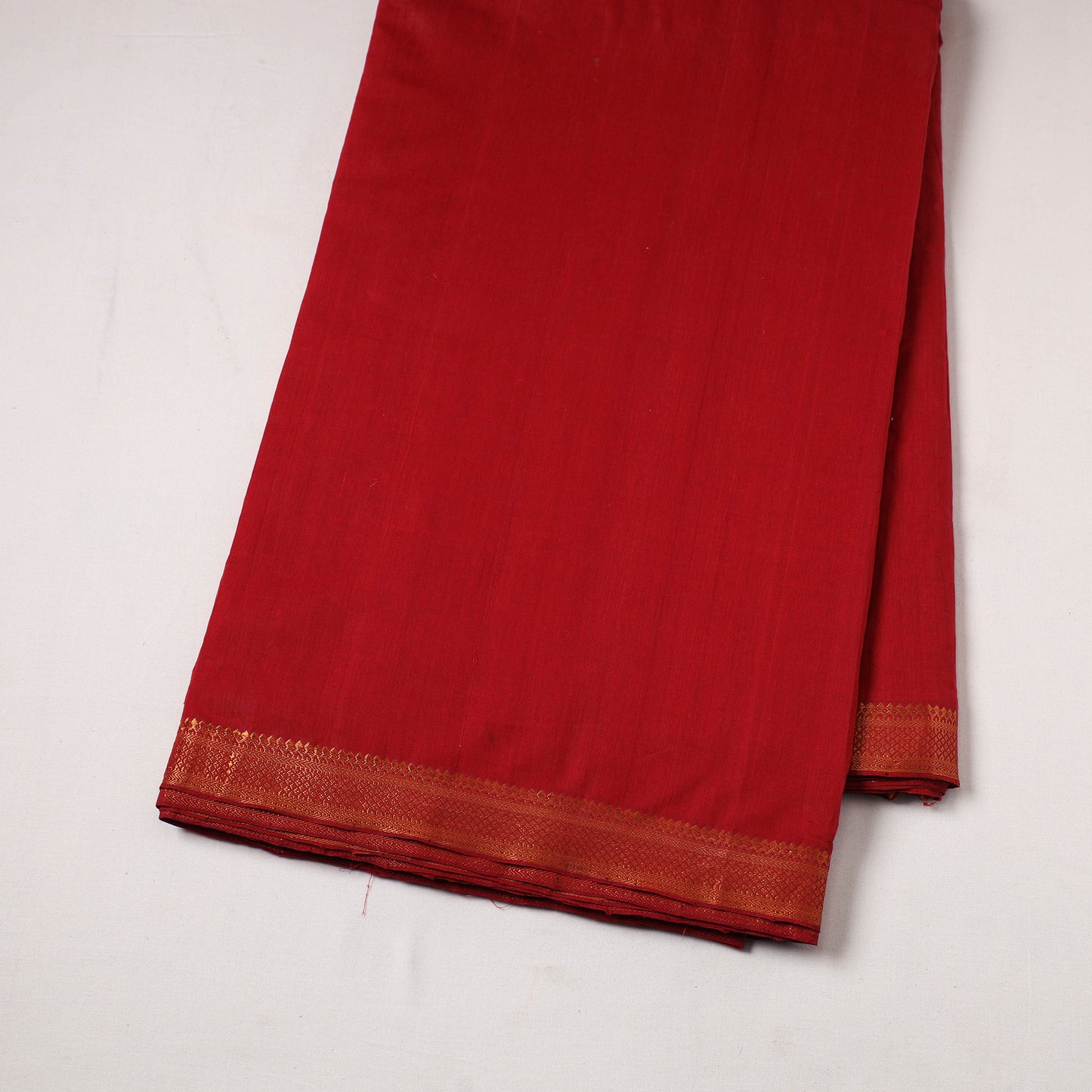 Red - handloom cotton zari border mangalagiri fabric 02