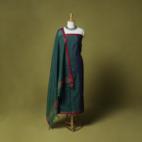 Dharwad Cotton 3pc Unstitched Dress Material Suit Set with Woven Zari Border 70