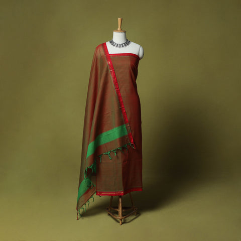 Dharwad Cotton 3pc Unstitched Dress Material Suit Set with Woven Zari Border 71
