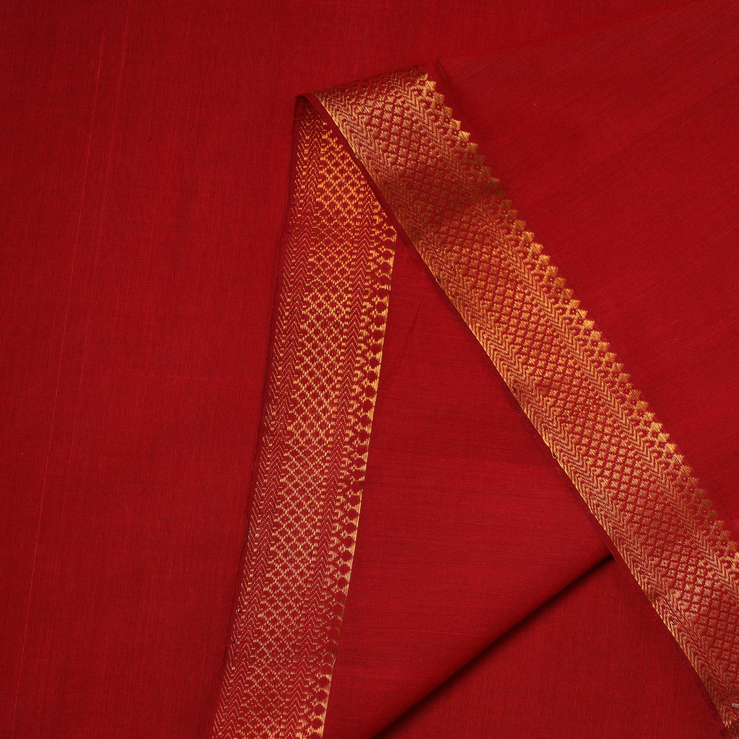Red - handloom cotton zari border mangalagiri fabric 02