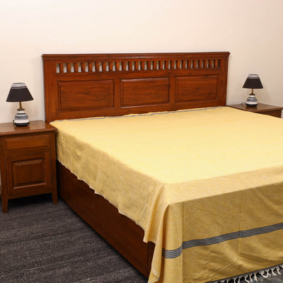 Yellow - Plain Cotton Double Handloom Bed Cover (98 x 90 in) 25