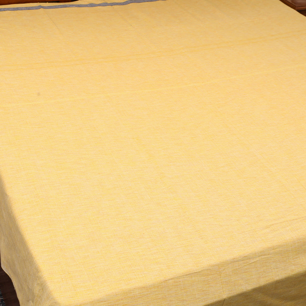 Yellow - Plain Cotton Double Handloom Bed Cover (98 x 90 in) 25