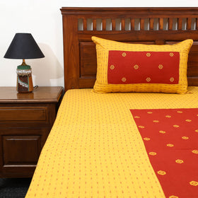 Yellow - patchwork cotton double jacquard bed sheet set 28