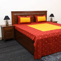 Buy Red Patchwork Cotton Double Jacquard Bed Sheet Set