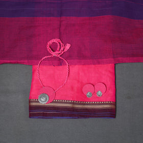 Pink - 2pc unstitched dharwad dress material with jewellery