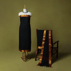 Dharwad Cotton 3pc Unstitched Dress Material Suit Set with Woven Zari Border 72