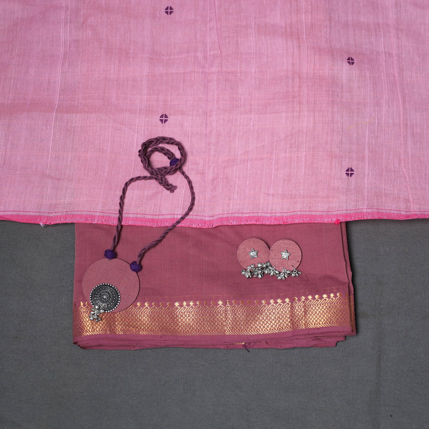 Pink - 2pc unstitched mangalagiri dress material