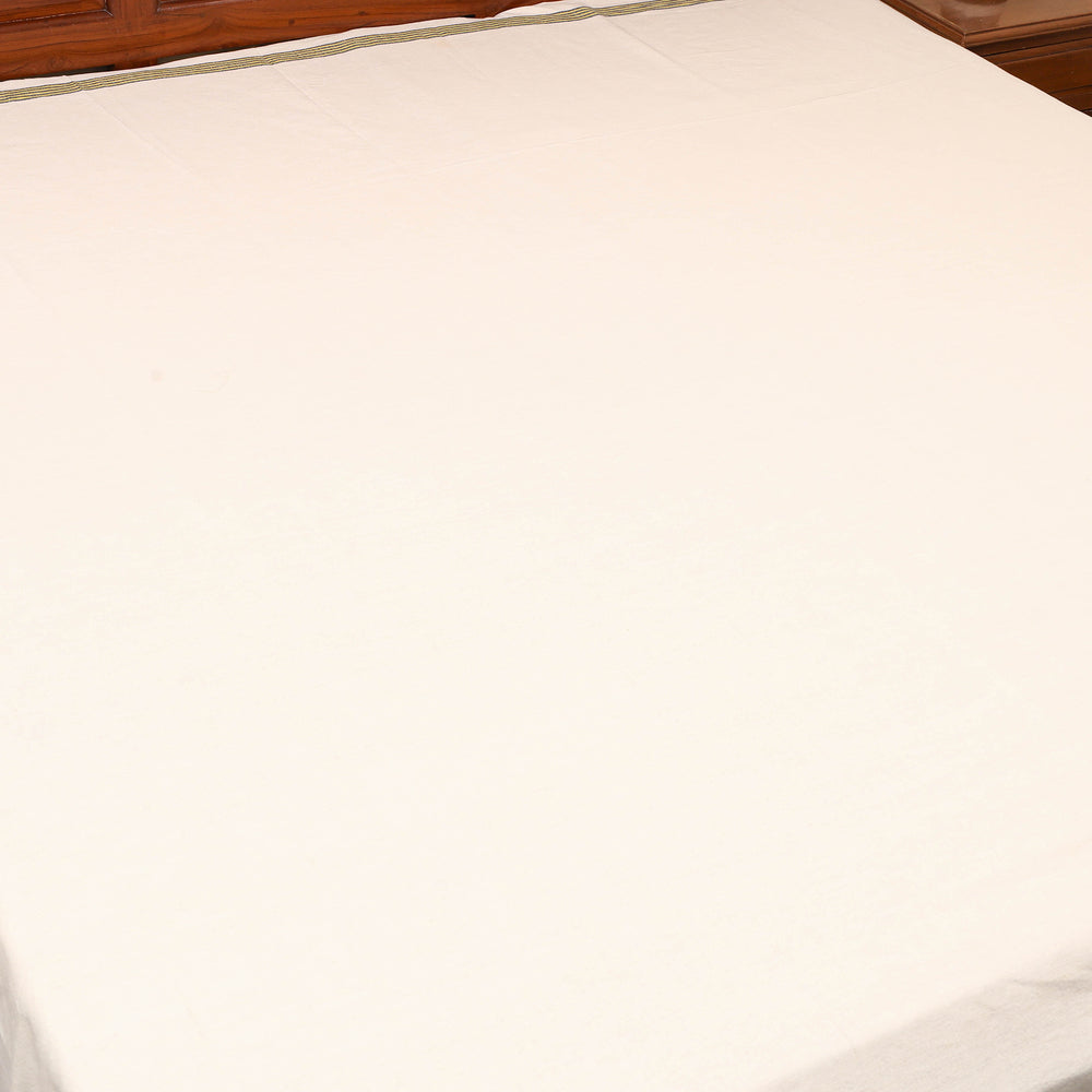 White - Plain Cotton Double Handloom Bed Cover (98 x 90 in) 27