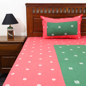 Red - patchwork cotton double jacquard bed sheet set 30