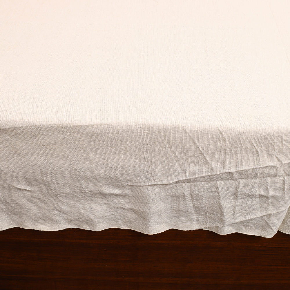 White - Plain Cotton Double Handloom Bed Cover (98 x 90 in) 27