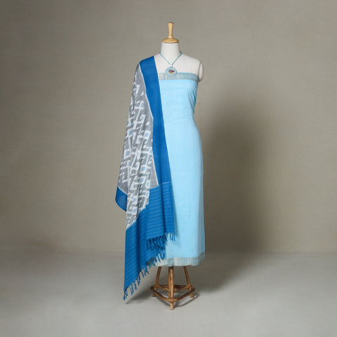 Blue - 2pc unstitched mangalagiri dress material