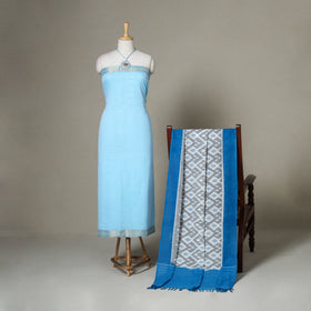 Blue - 2pc unstitched mangalagiri dress material