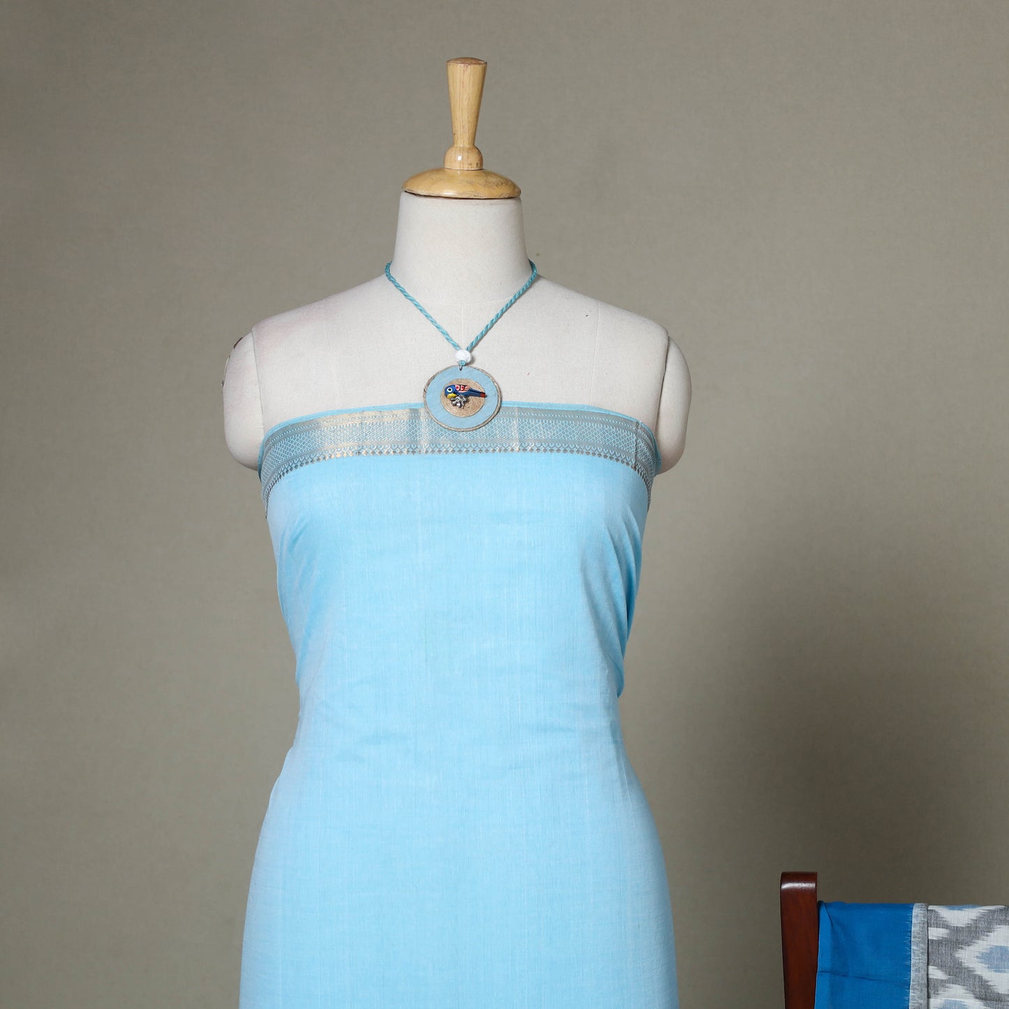 Blue - 2pc unstitched mangalagiri dress material