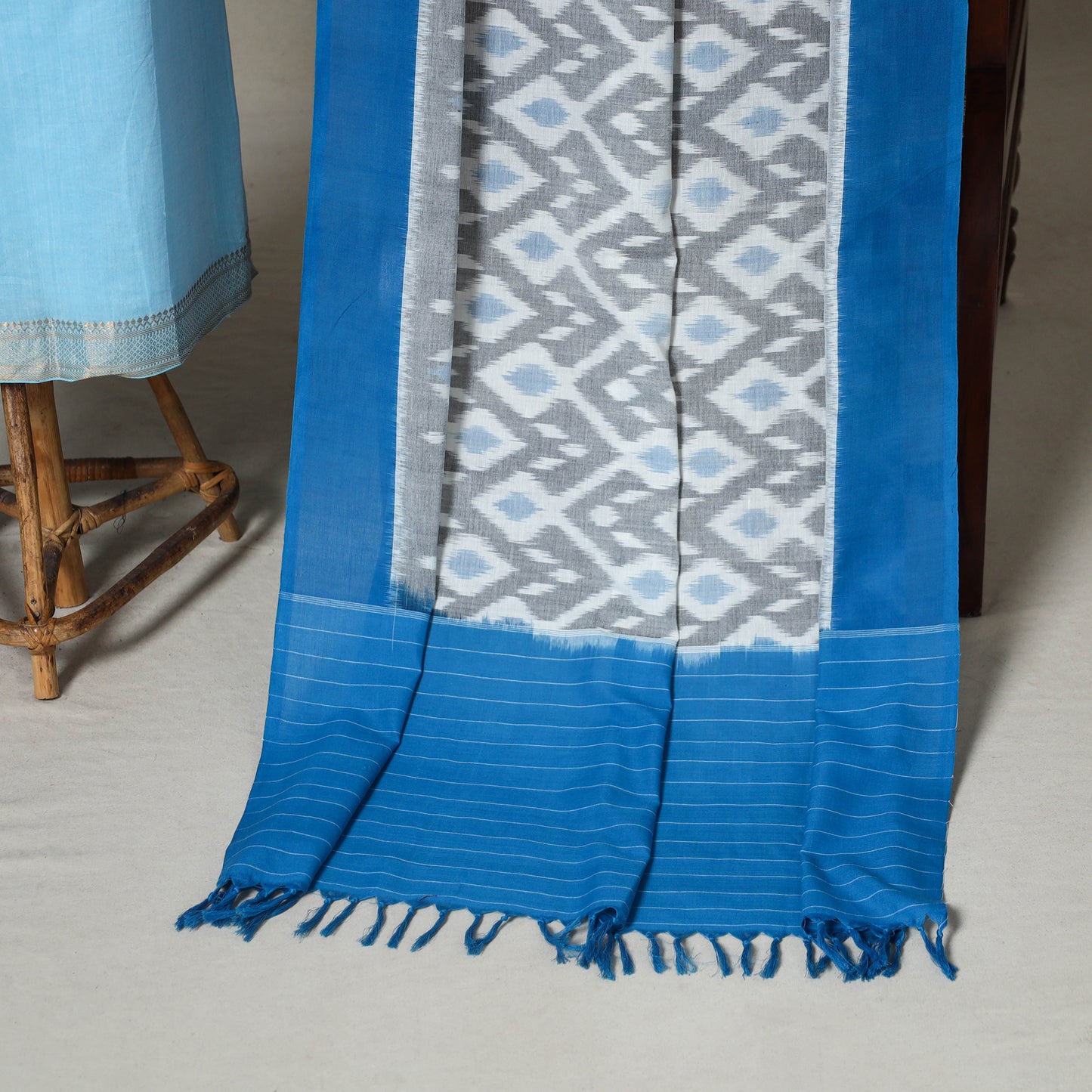 Blue - 2pc unstitched mangalagiri dress material