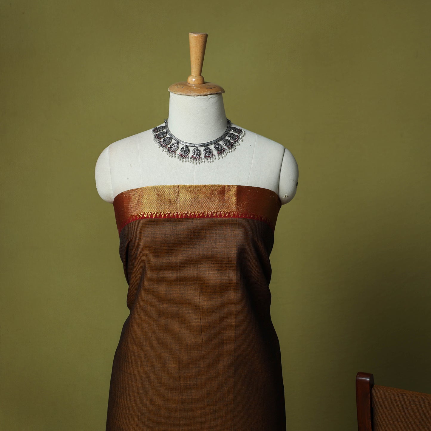 Dharwad Cotton 3pc Unstitched Dress Material Suit Set with Woven Zari Border 75