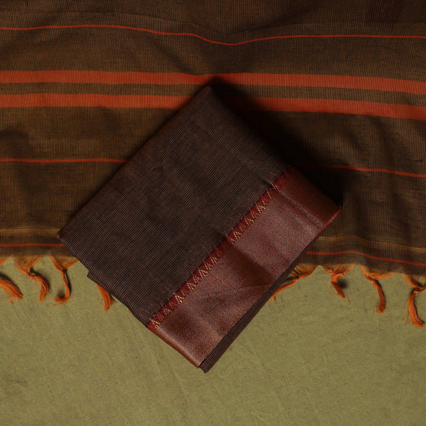 Dharwad Cotton 3pc Unstitched Dress Material Suit Set with Woven Zari Border 75
