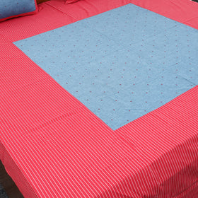 Buy Red Patchwork Cotton Double Jacquard Bed Sheet Set